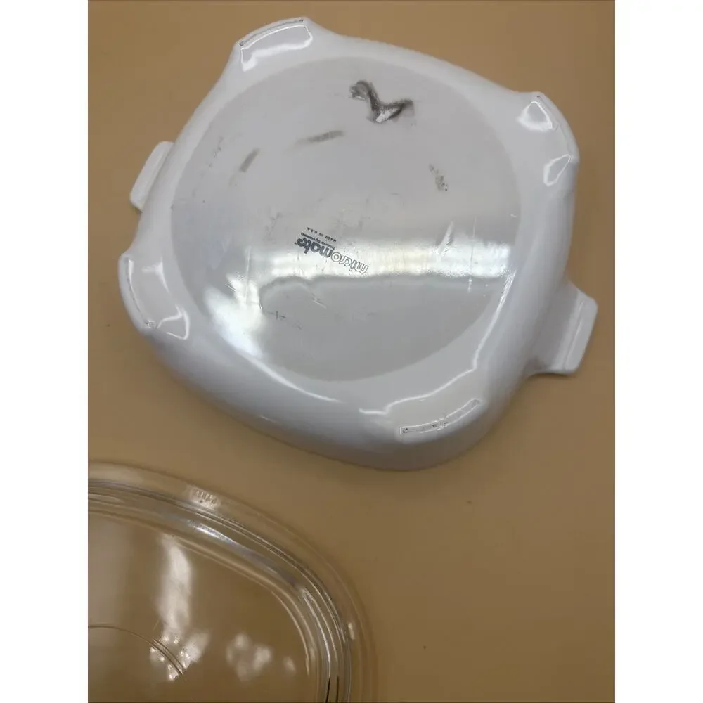 Vintage Corning Ware White Micromate Brawner Browning Baking Pyrex Lid Dish